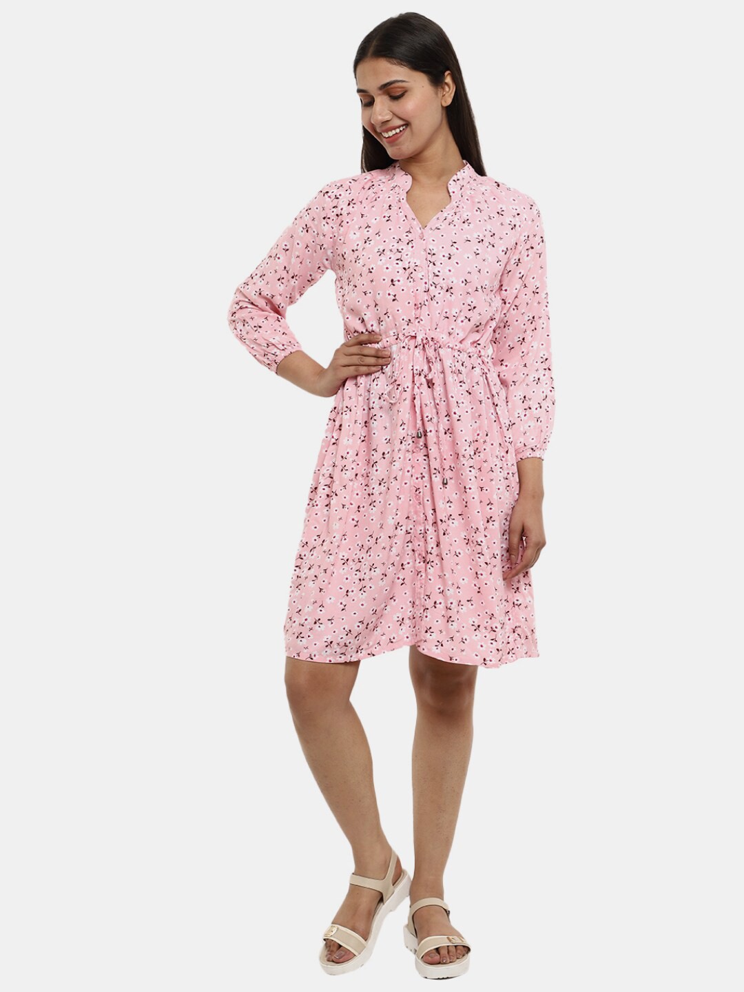

V-Mart Floral Satin Dress, Pink