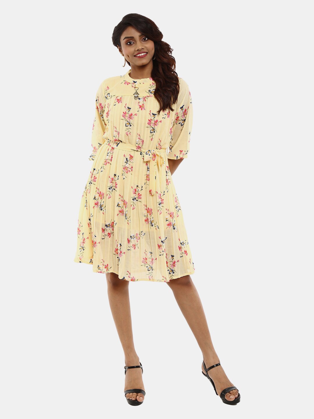 

V-Mart Floral Cotton Dress, Yellow