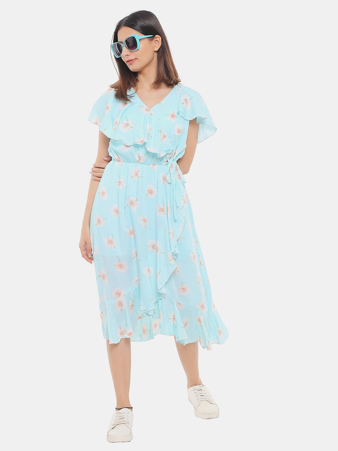 

V-Mart Floral Printed Midi Dress, Blue