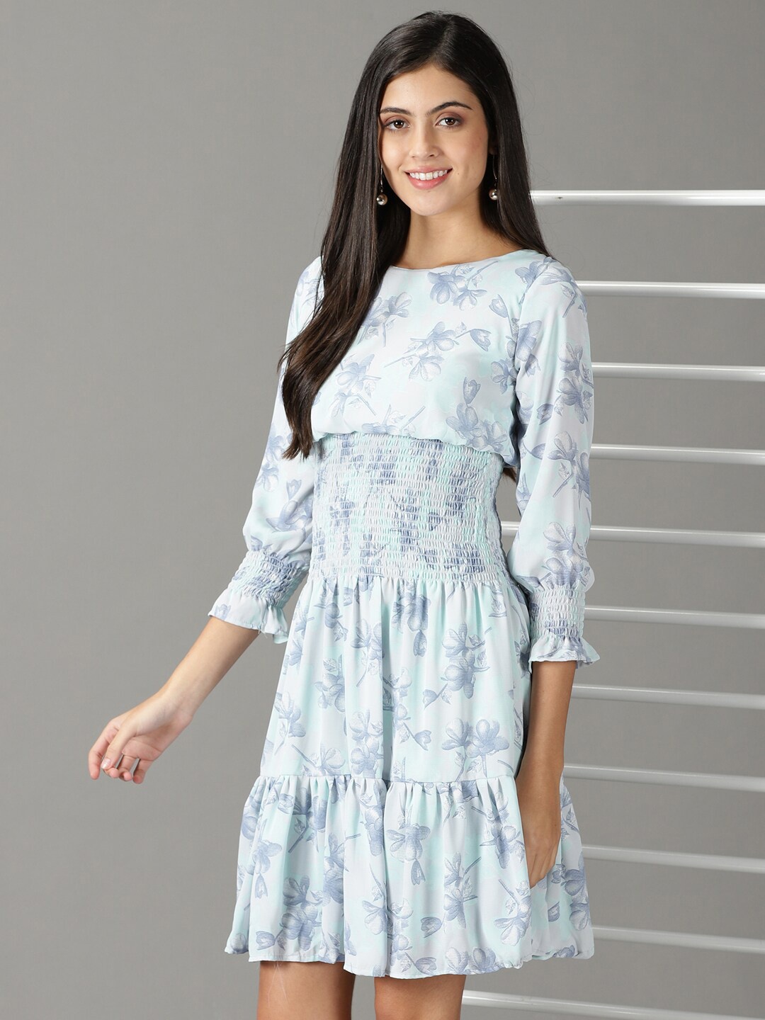 

SHOWOFF Floral Printed Dress, Sea green