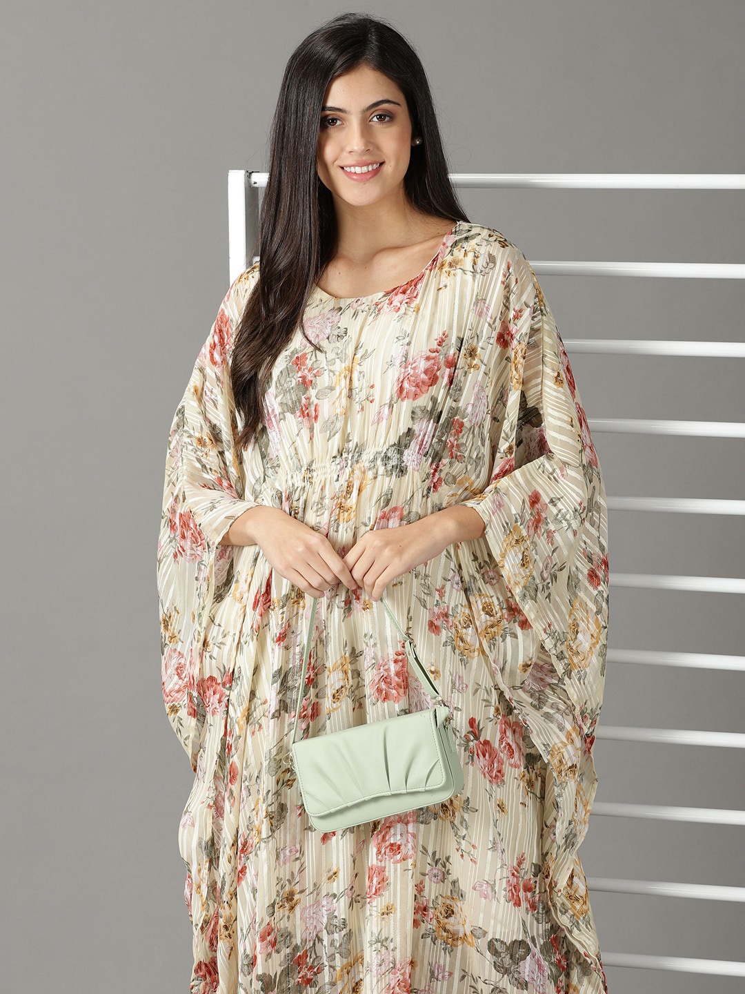 

SHOWOFF Floral Kaftan Midi Dress, Yellow