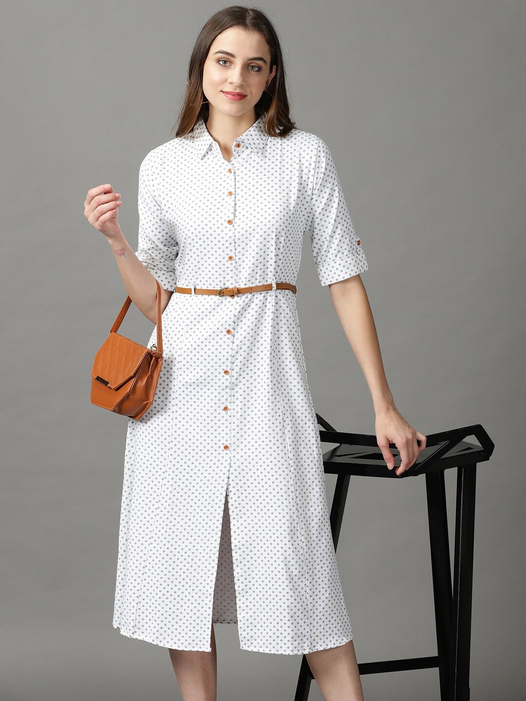 

SHOWOFF Cotton Shirt Dress, White