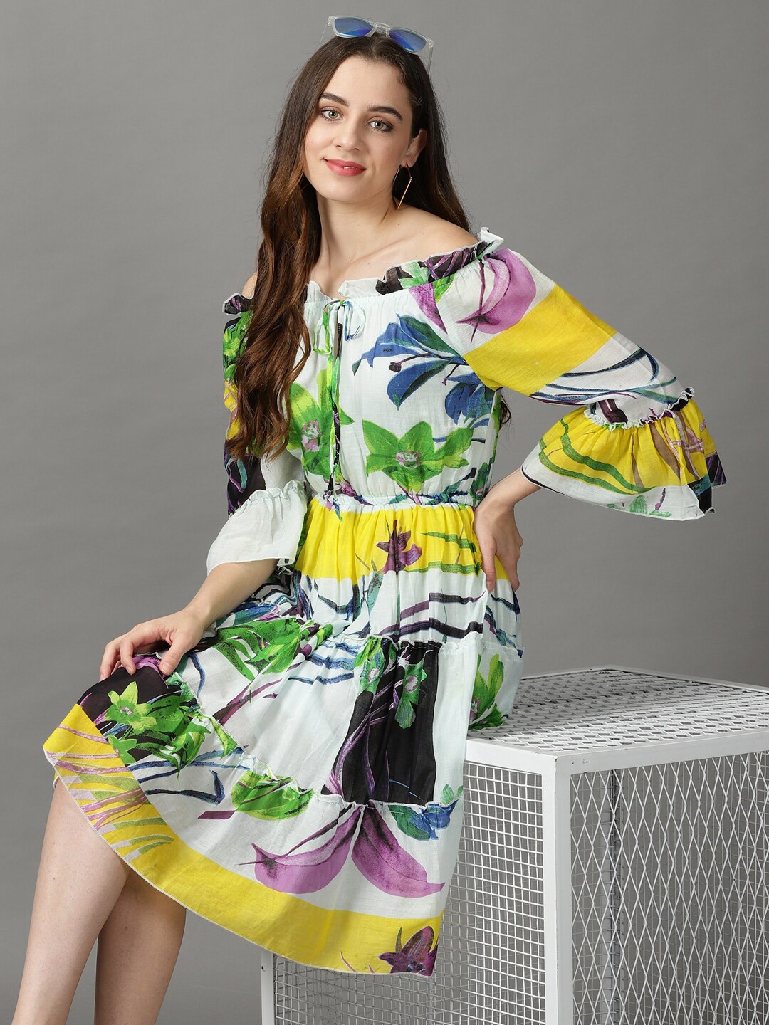 

SHOWOFF Cotton Floral Dress, Green