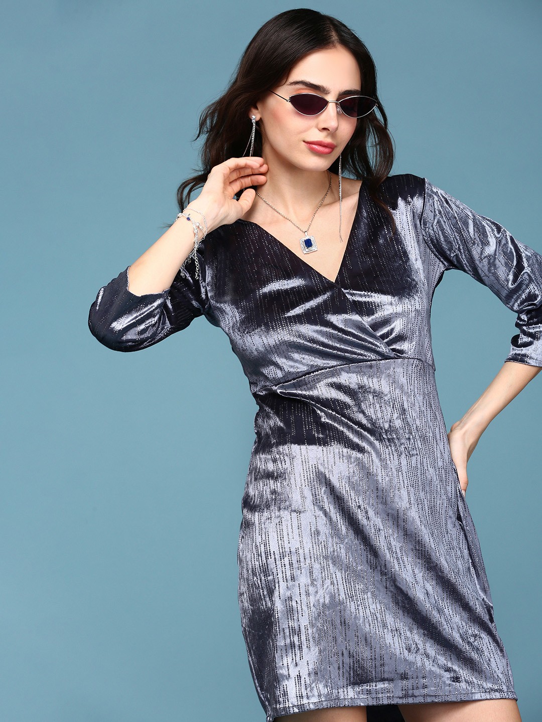 

SHOWOFF Velvet Sheath Mini Dress, Grey