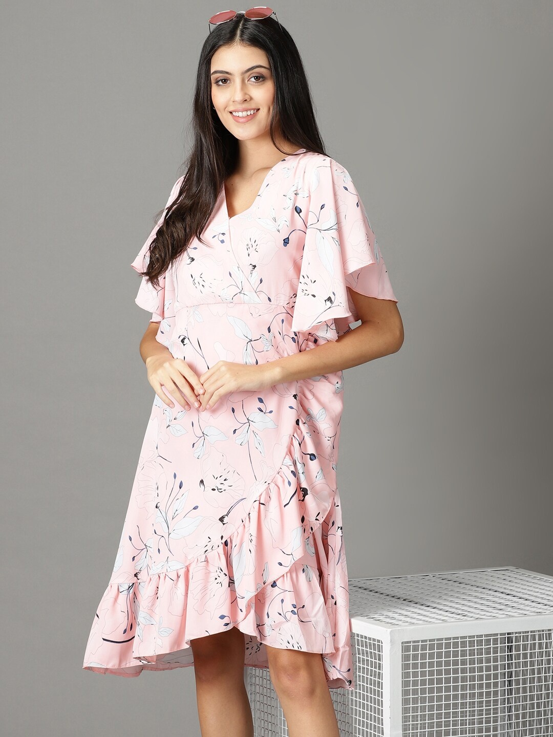 

SHOWOFF Floral Chiffon Wrap Dress, Pink