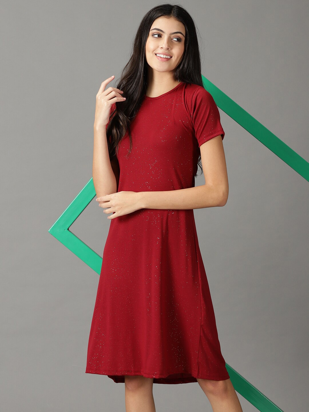 

SHOWOFF A-Line Dress, Maroon