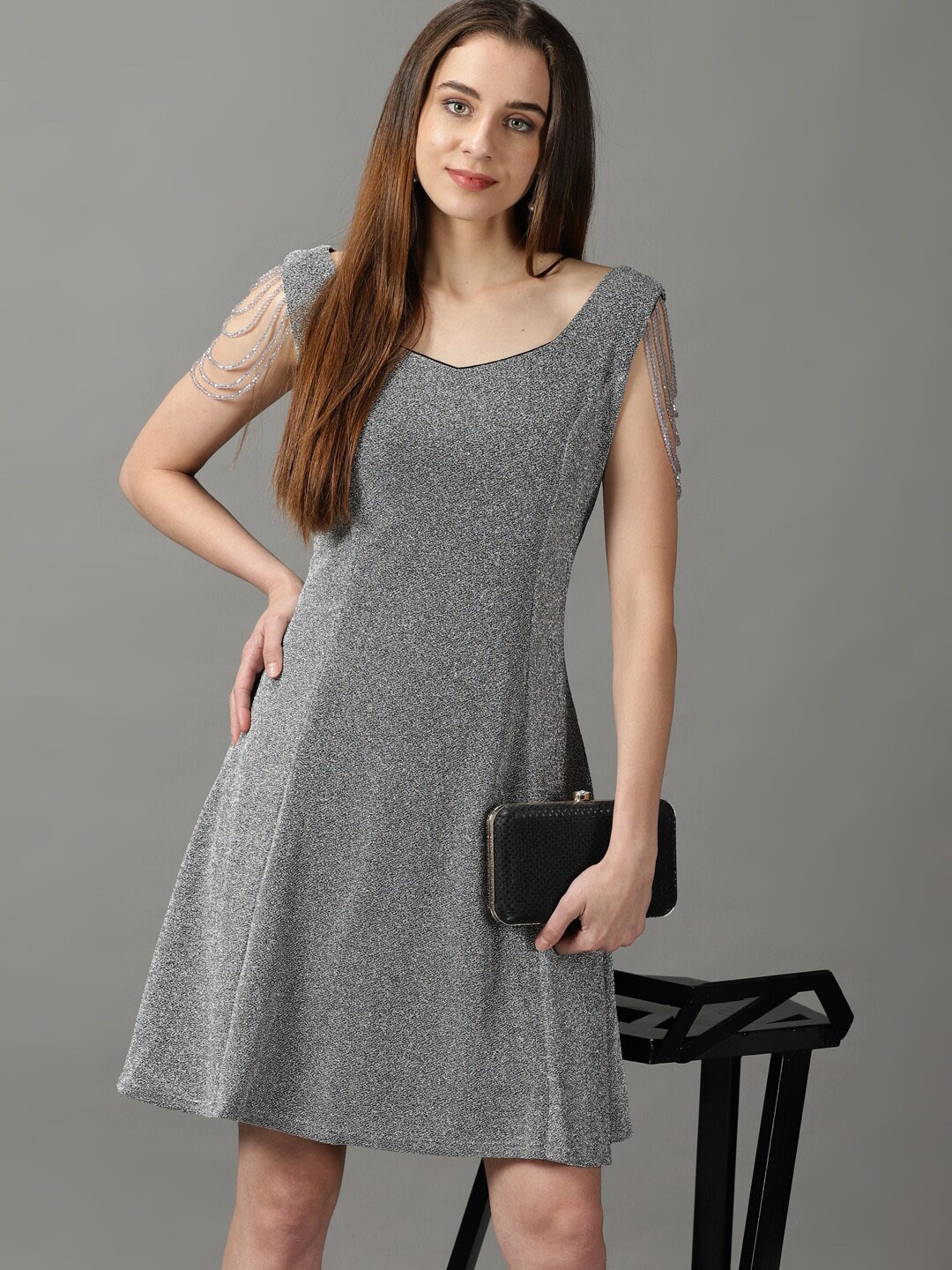 

SHOWOFF A-Line Dress, Silver