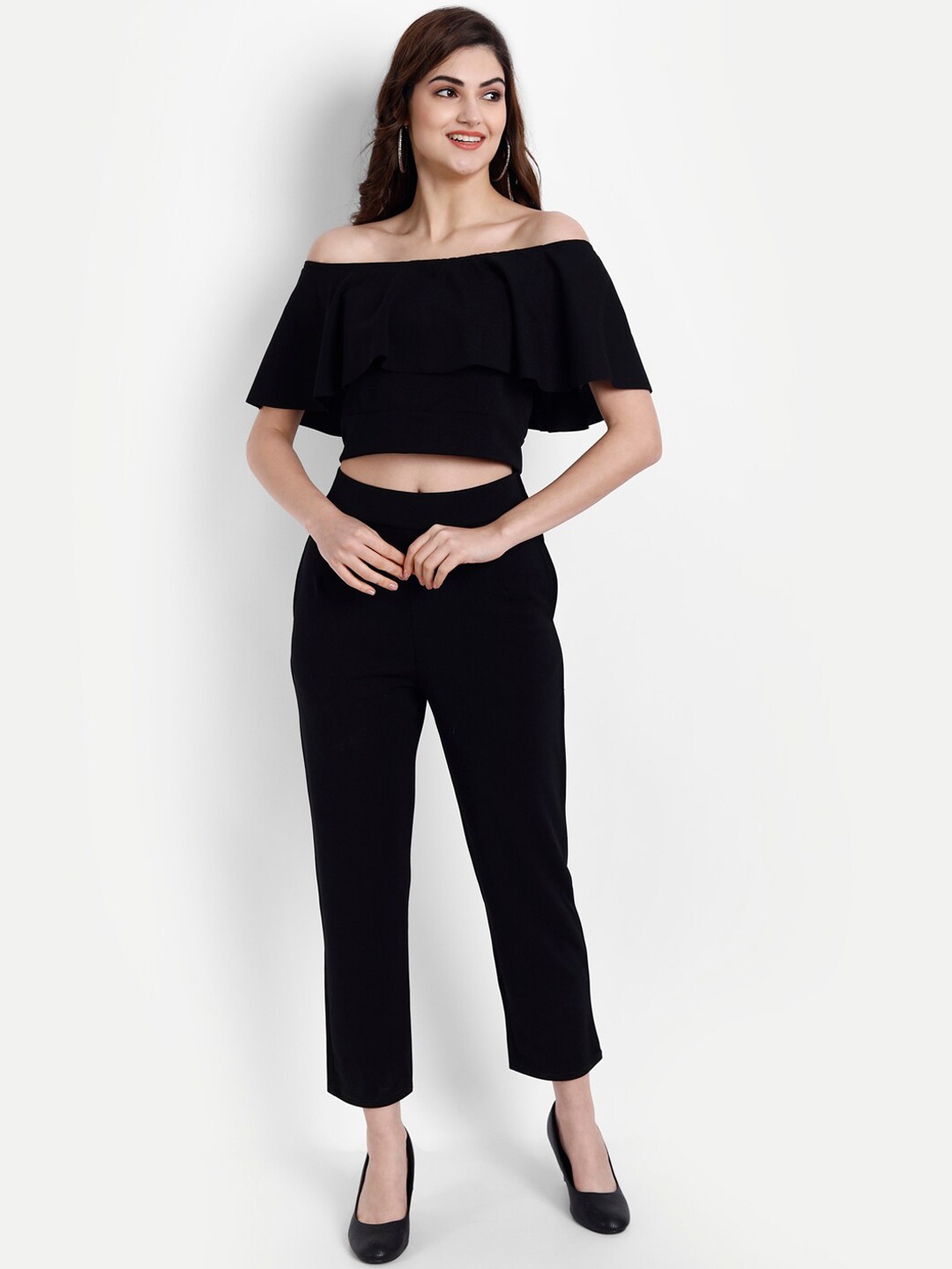 

BROADSTAR Women Top With Trouser Co-Ords Set, Black