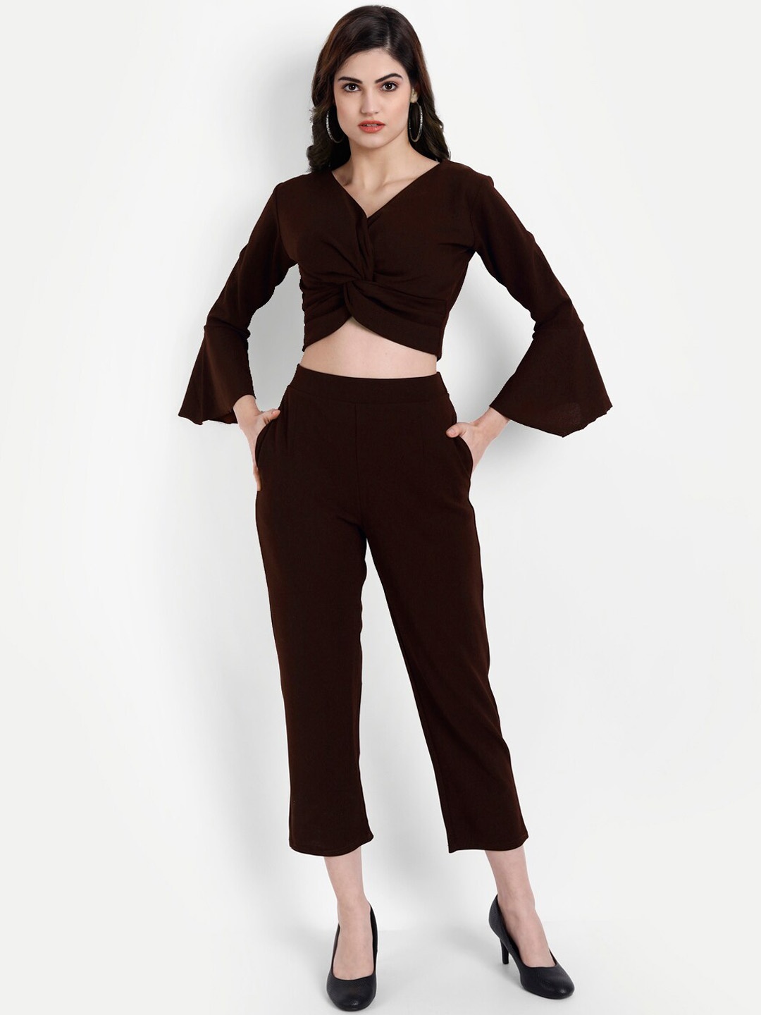 

BROADSTAR Women Top With Trousers Co-Ords, Maroon