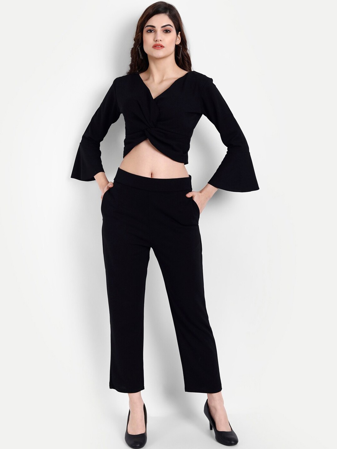 

BROADSTAR Women Top With Trousers Co-Ords, Black
