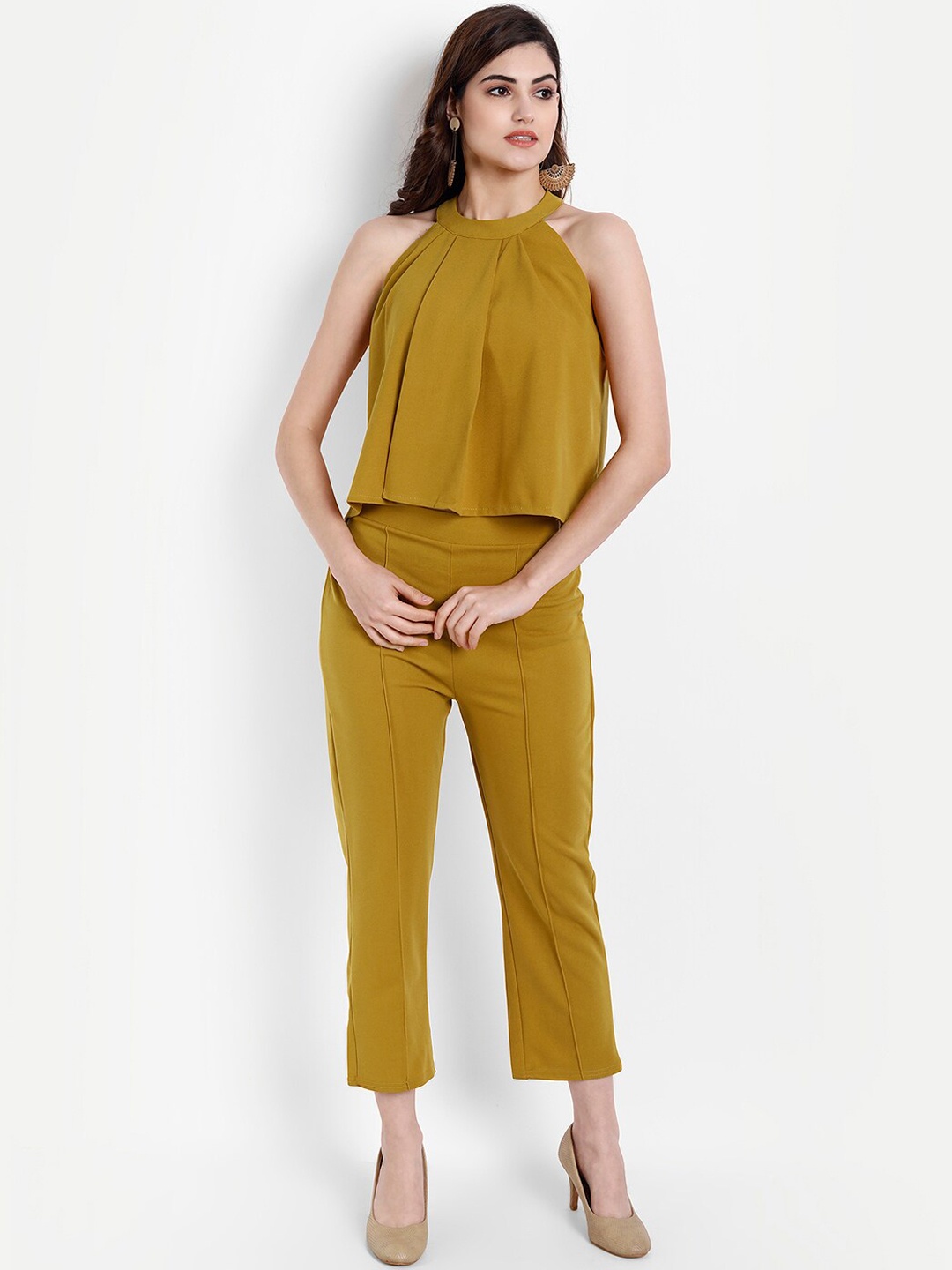 

BROADSTAR Women Top With Trouser Co-Ords Set, Mustard