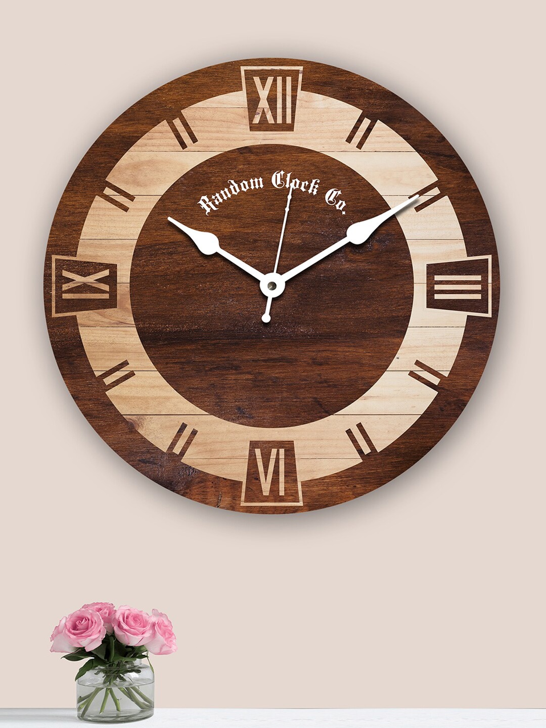 

RANDOM Brown & Beige Textured Contemporary Wall Clock