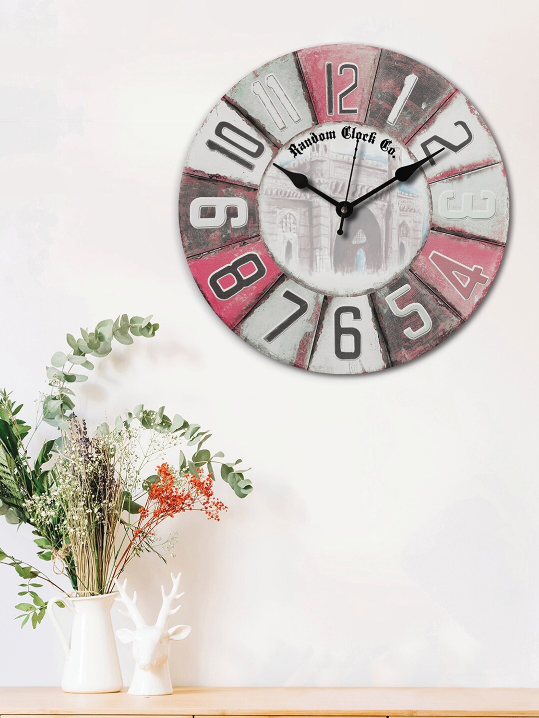 

RANDOM Pink & Off White Printed Contemporary Wall Clock