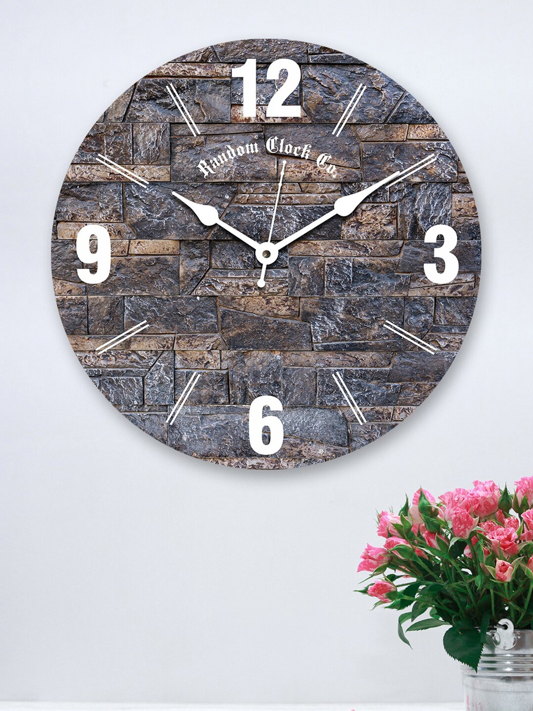 

RANDOM Brown & White Contemporary Wall Clock