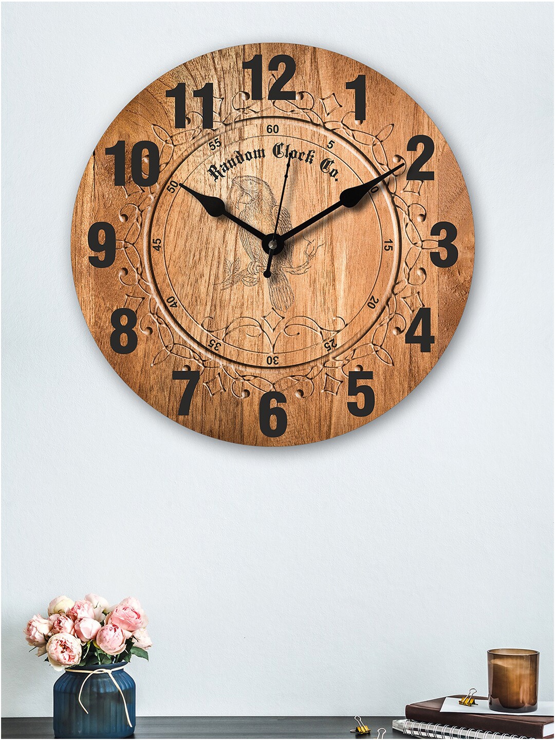 

RANDOM Brown & Black Printed Contemporary Wall Clock