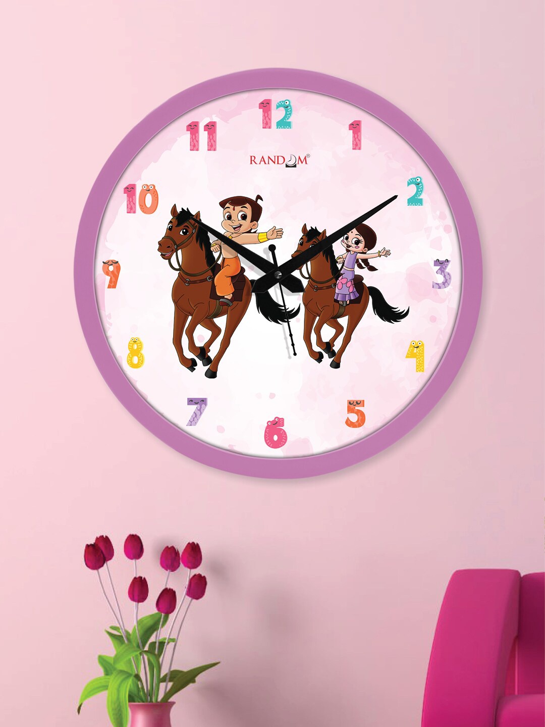 

RANDOM Pink & Purple Printed Contemporary Wall Clock