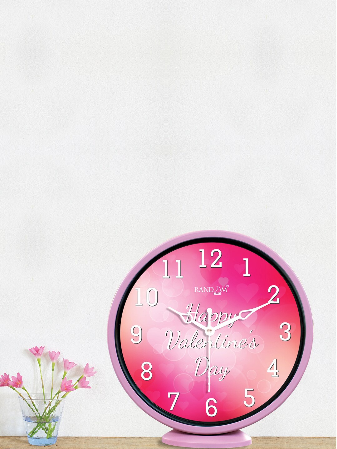 

RANDOM Valentine Pink & White Printed Contemporary Wall Clock