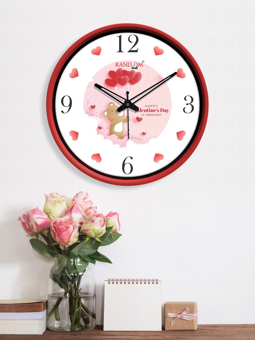 

RANDOM Valentine White & Red Printed Contemporary Wall Clock