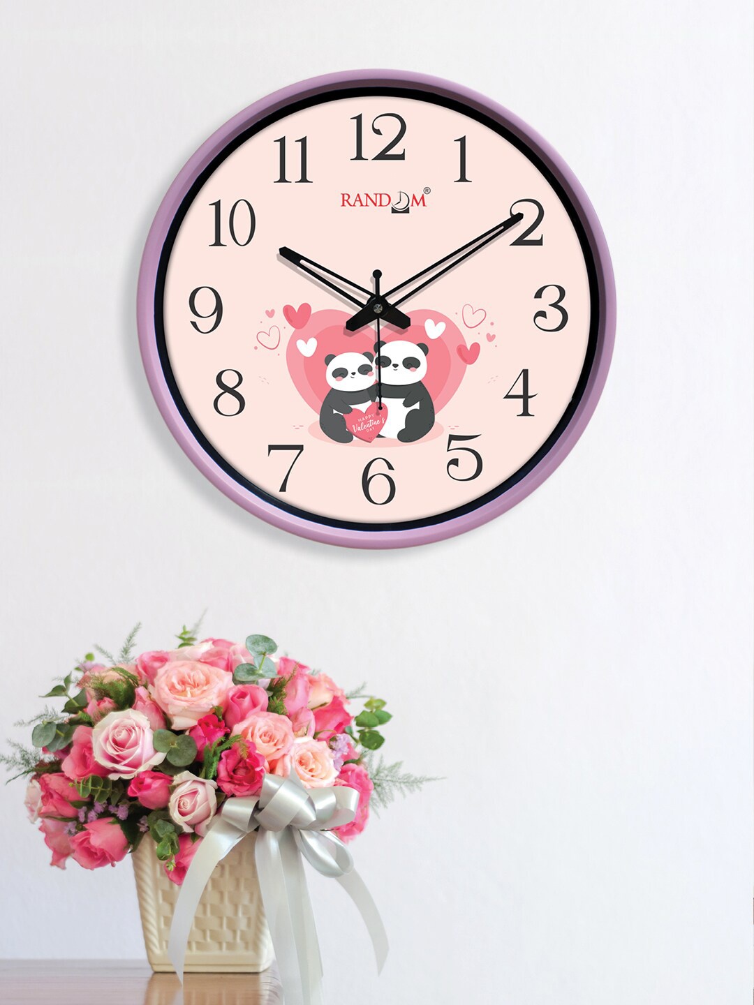 

RANDOM Valentine White & Pink Printed Contemporary Wall Clock