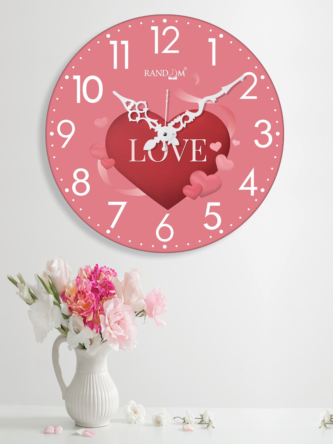 

RANDOM Valentine Pink & White Printed Contemporary Wall Clock