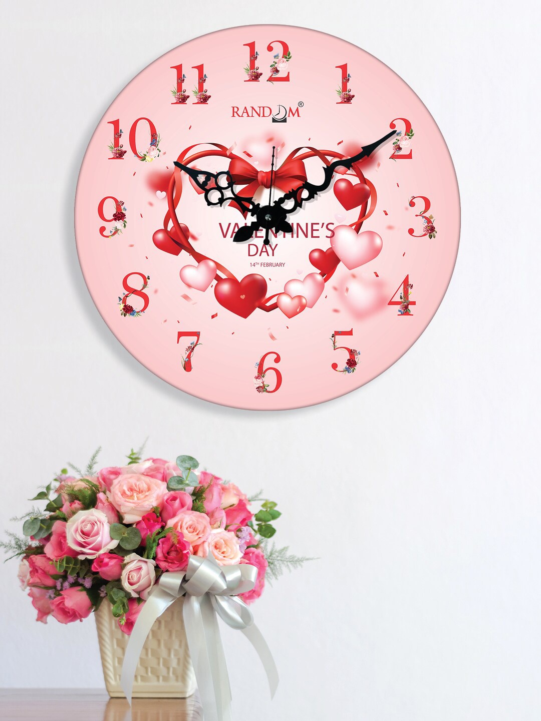 

RANDOM Valentine Pink Printed Contemporary Wall Clock