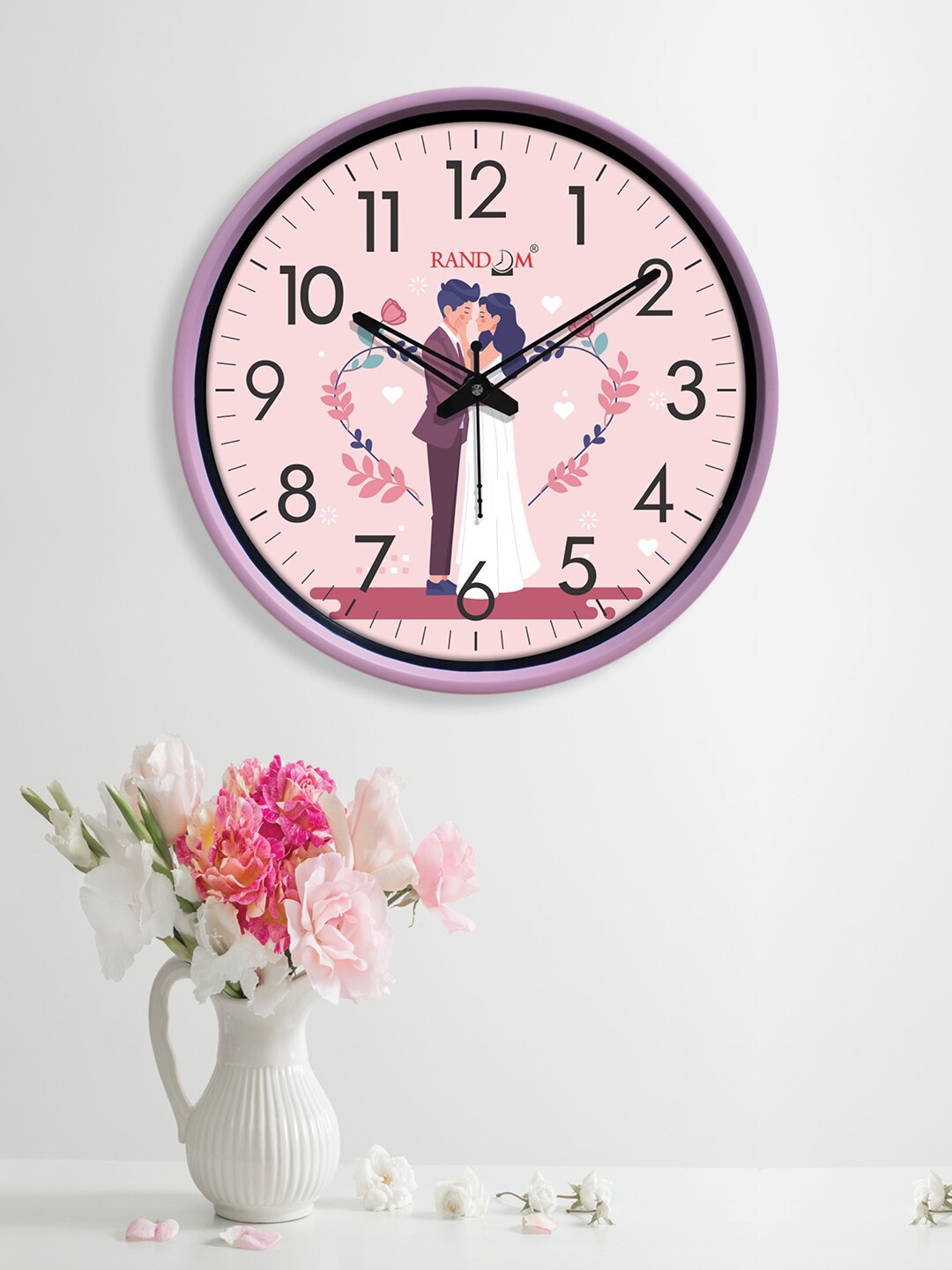 

RANDOM Valentine White & Pink Printed Contemporary Wall Clock