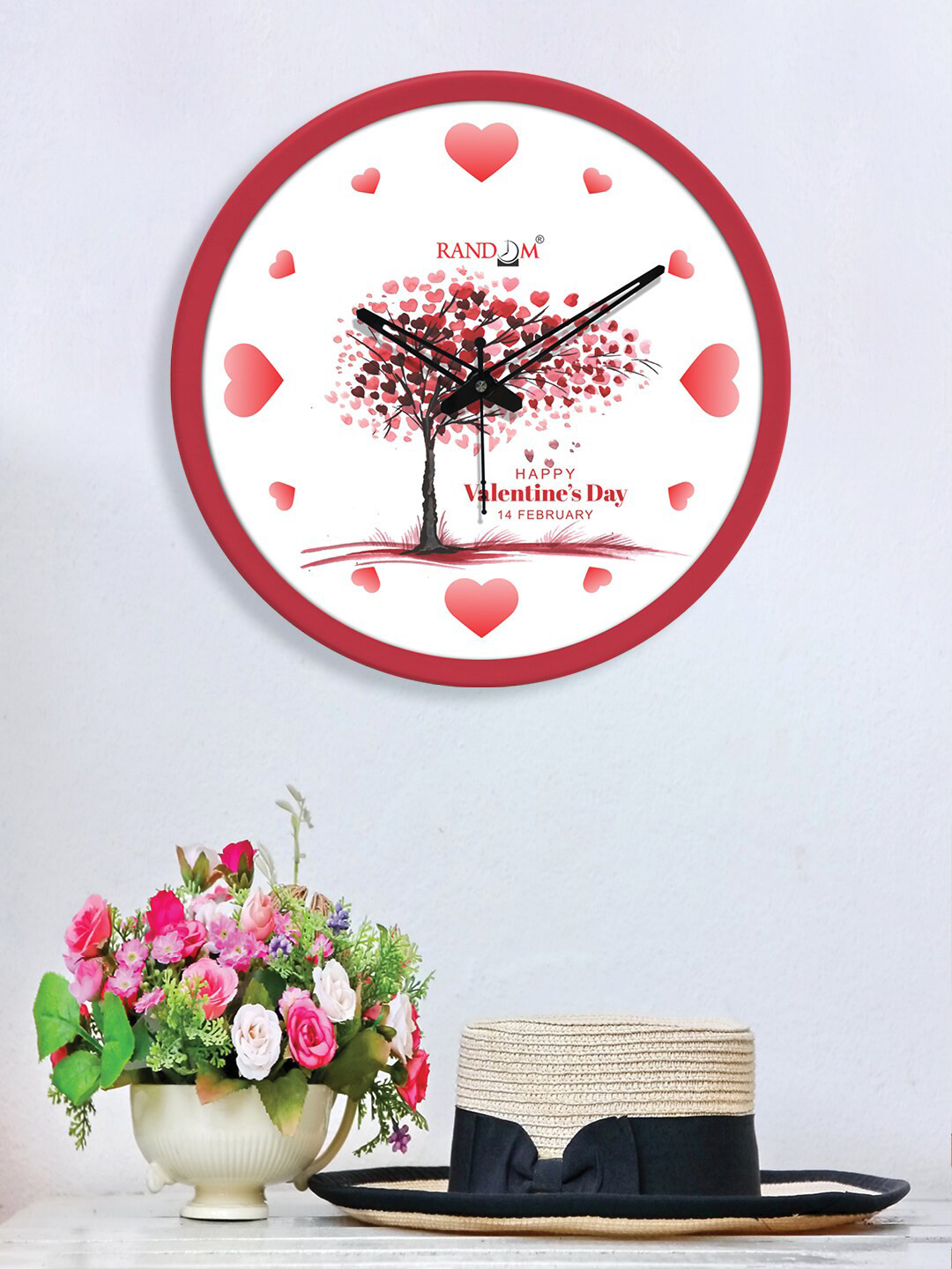 

RANDOM Valentine Red & Black Printed Contemporary Wall Clock
