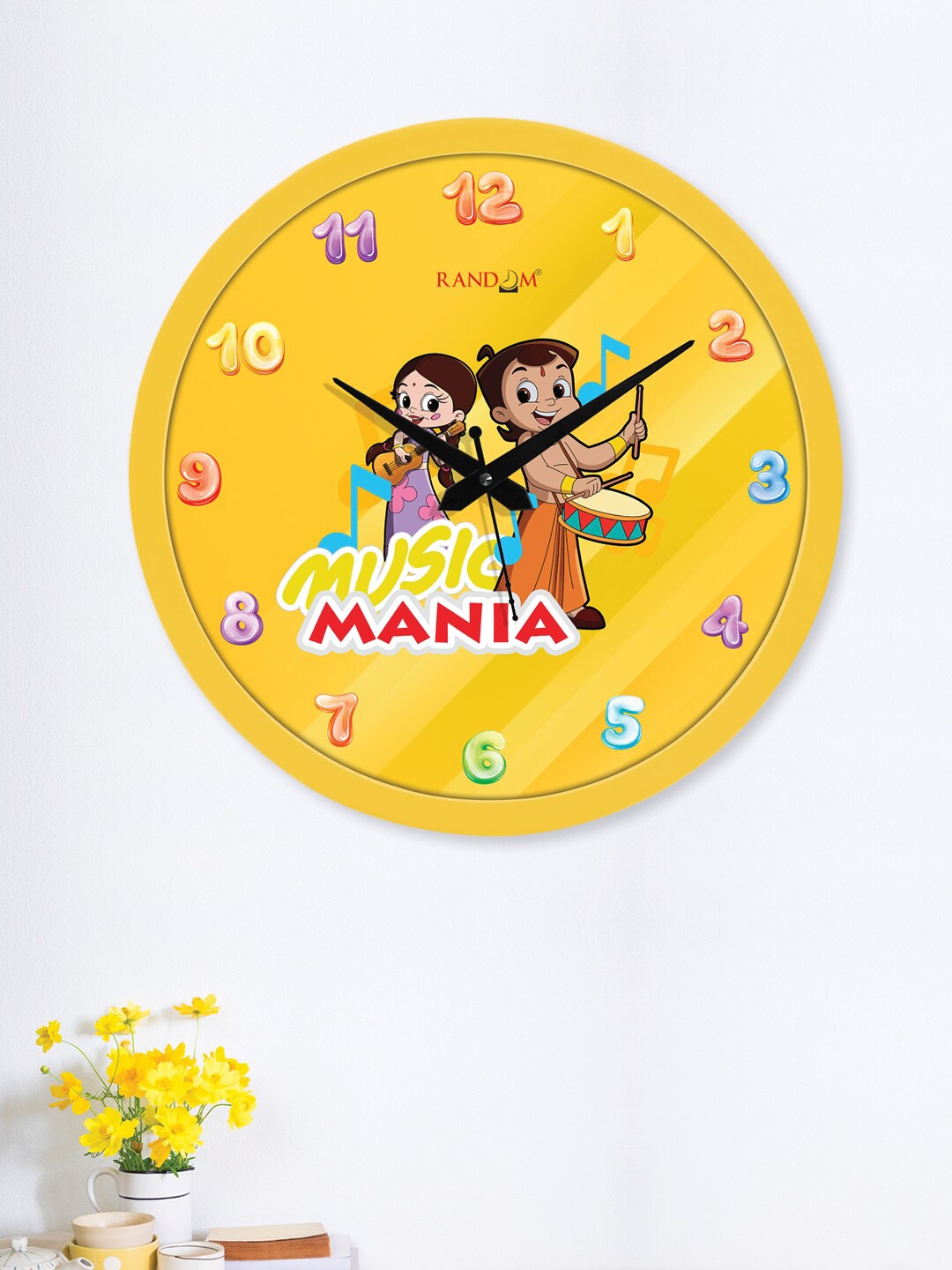 

RANDOM Printed Contemporary Wall Clock, Yellow