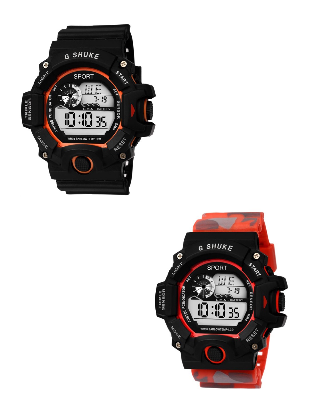 

WM Men Pack Of 2 Dial & Multicoloured Straps Digital Watch, Multi