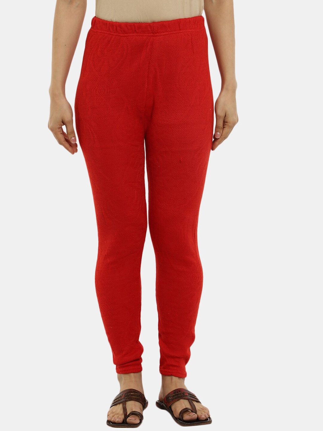 

V-Mart Women Acrylic Ankle-Length Legging, Red