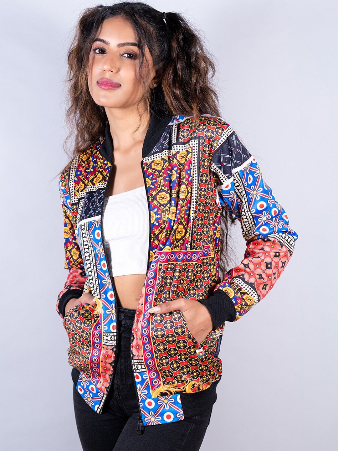 

Tistabene Women Floral Printed Lightweight Varsity Jacket, Multi