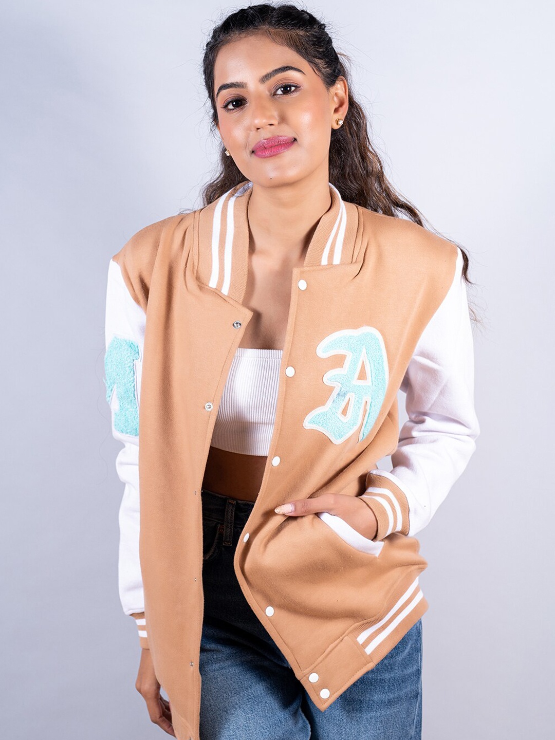 

Tistabene Women Cotton Lightweight Bomber Jacket, Beige