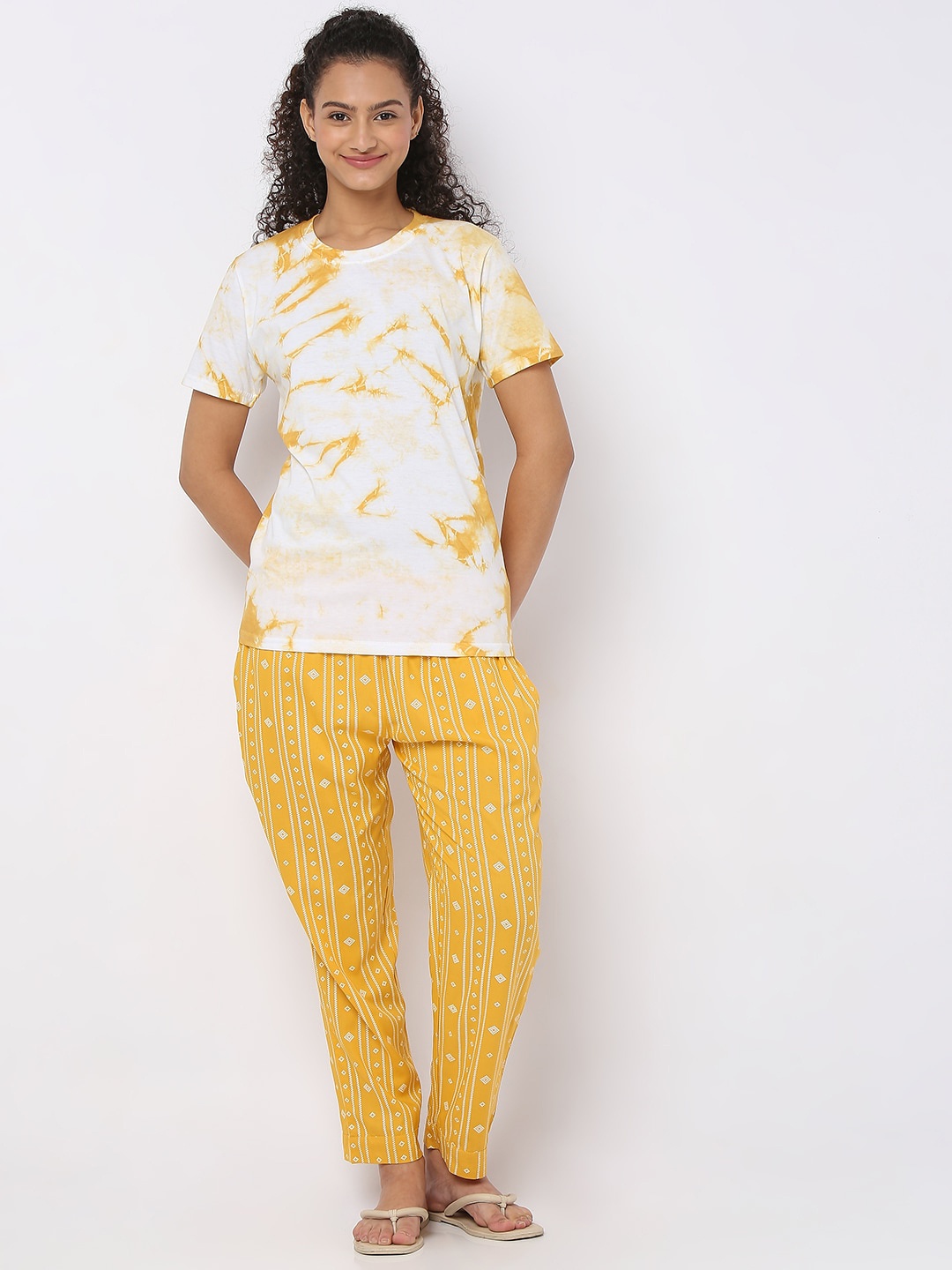 

Smarty Pants Women Printed Night suit, Mustard