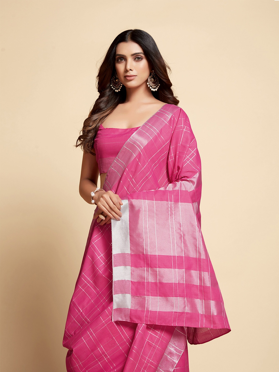 

Sangria Checked Zari Saree, Pink