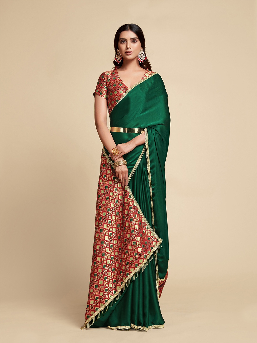 

Sangria Woven Design Banarasi Patola Saree, Green