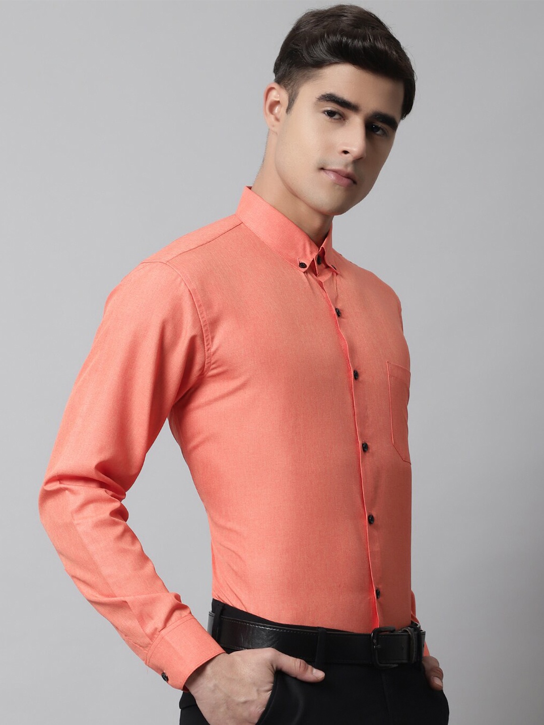 

JAINISH Men Classic Formal Cotton Shirt, Peach