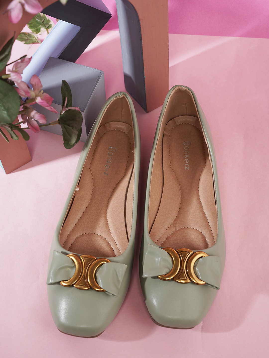 

Bonkerz Women Ballerinas With Bows, Green