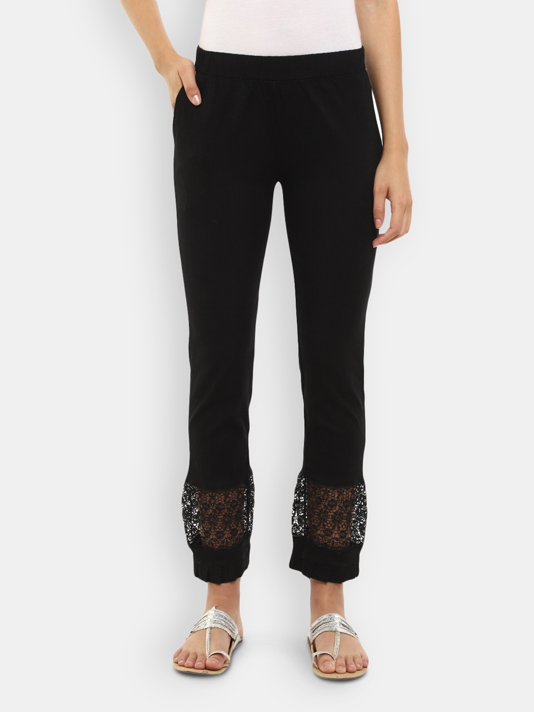 

V-Mart Women Cigarette Trousers, Black