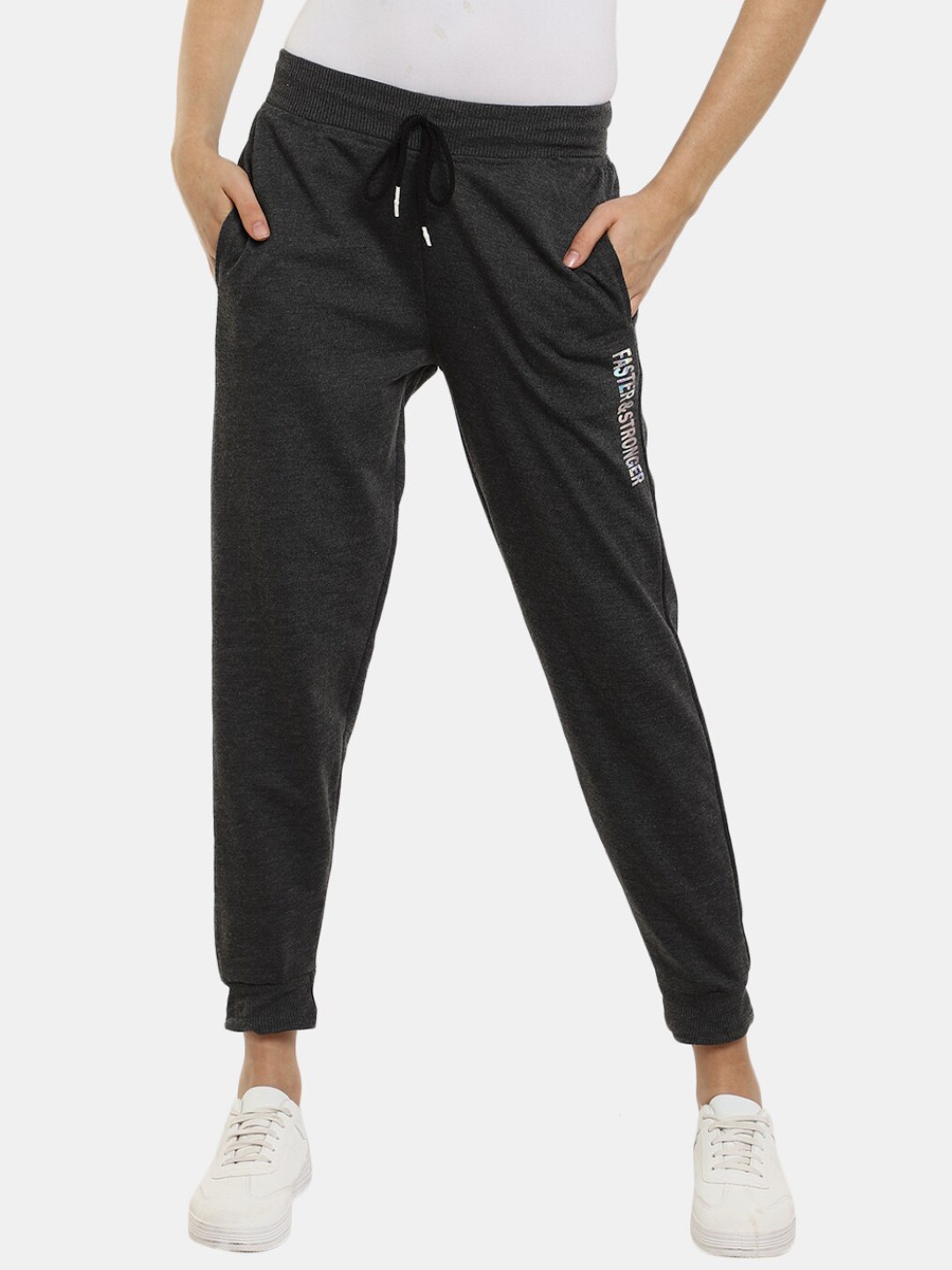 

V-Mart Women Printed Joggers, Grey melange