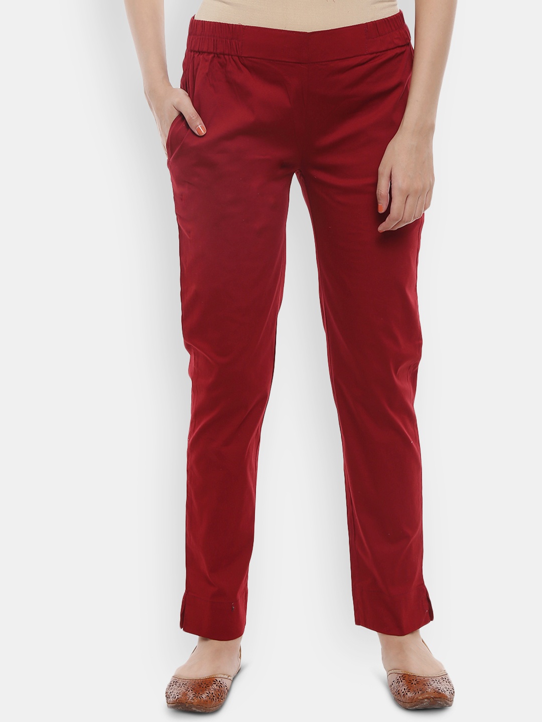 

V-Mart Women Maroon Slim Fit Regular Trousers