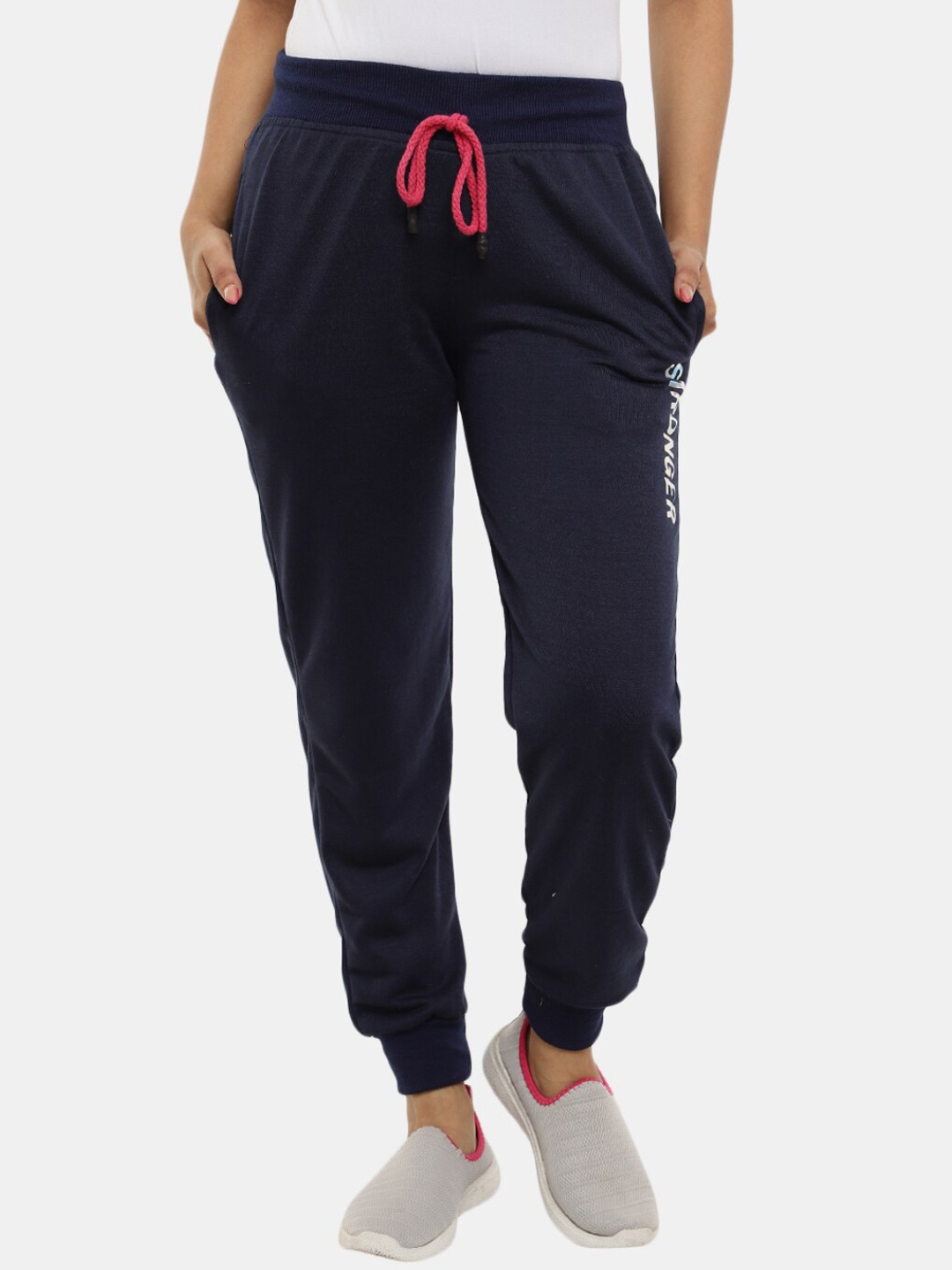 

V-Mart Women Print Detail Joggers, Navy blue