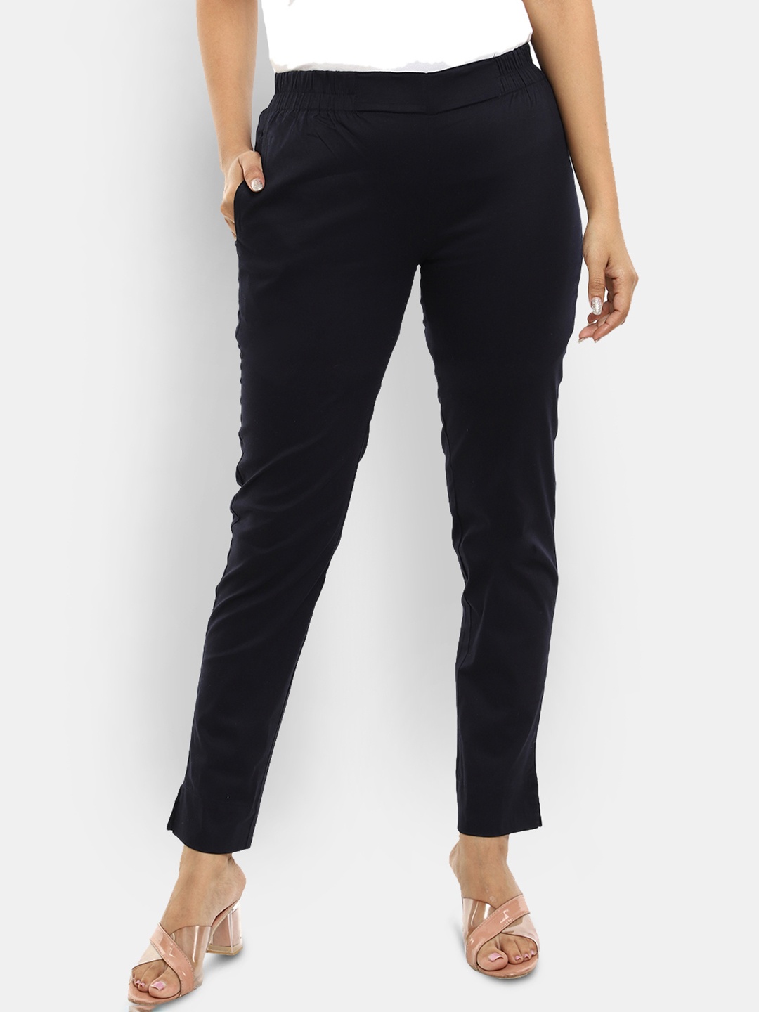 

V-Mart Women Regular Trousers, Navy blue