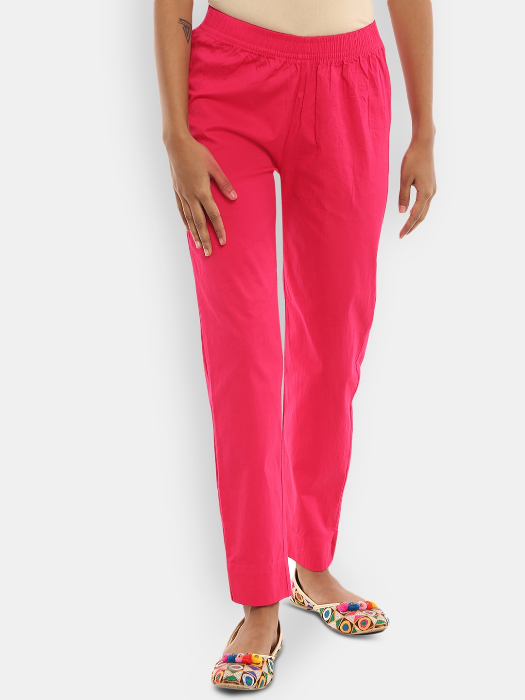 

V-Mart Women Slim Fit CigaretteTrousers, Fuchsia