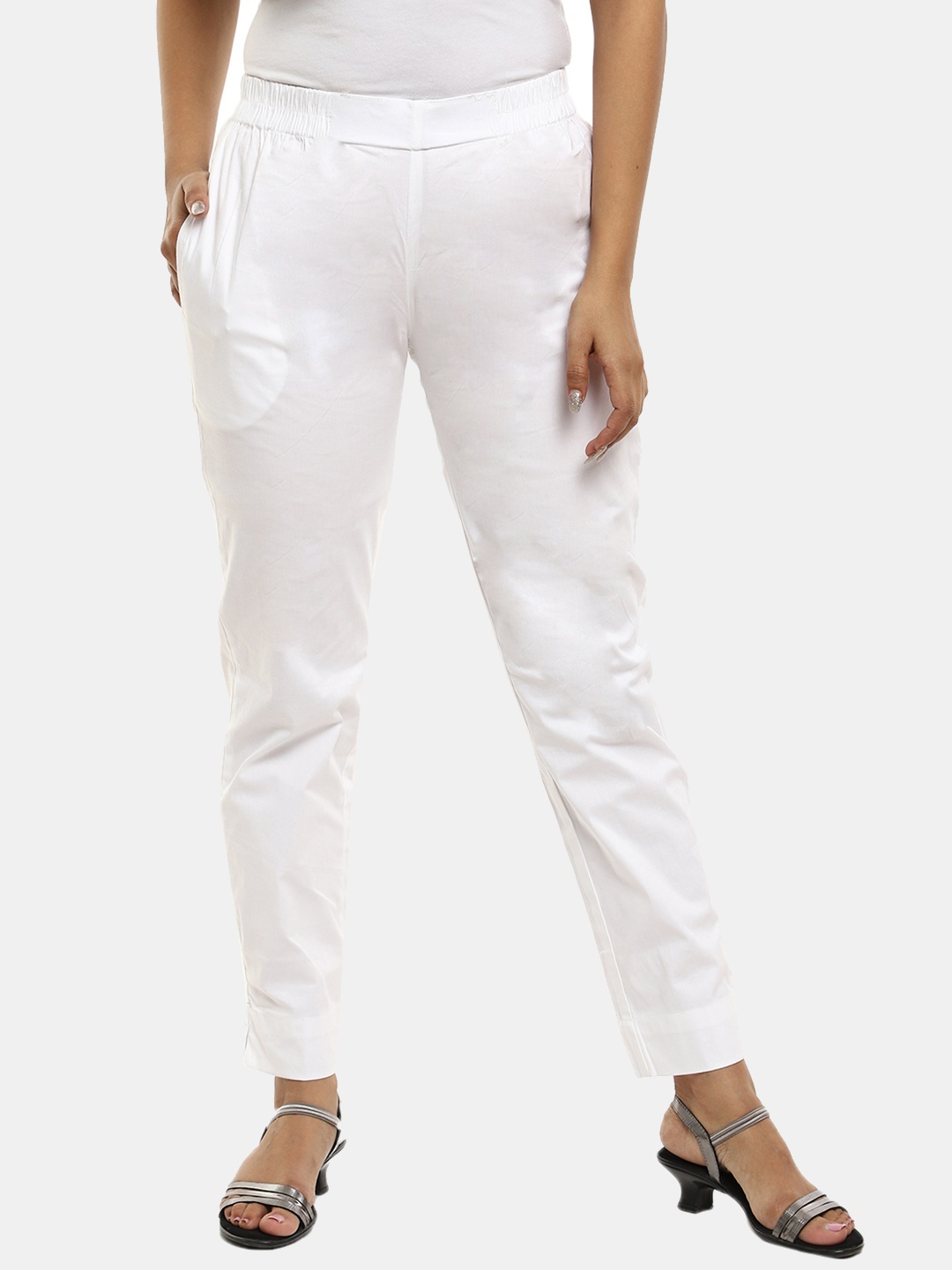 

V-Mart Women Slim Fit Cigarette Trousers, White