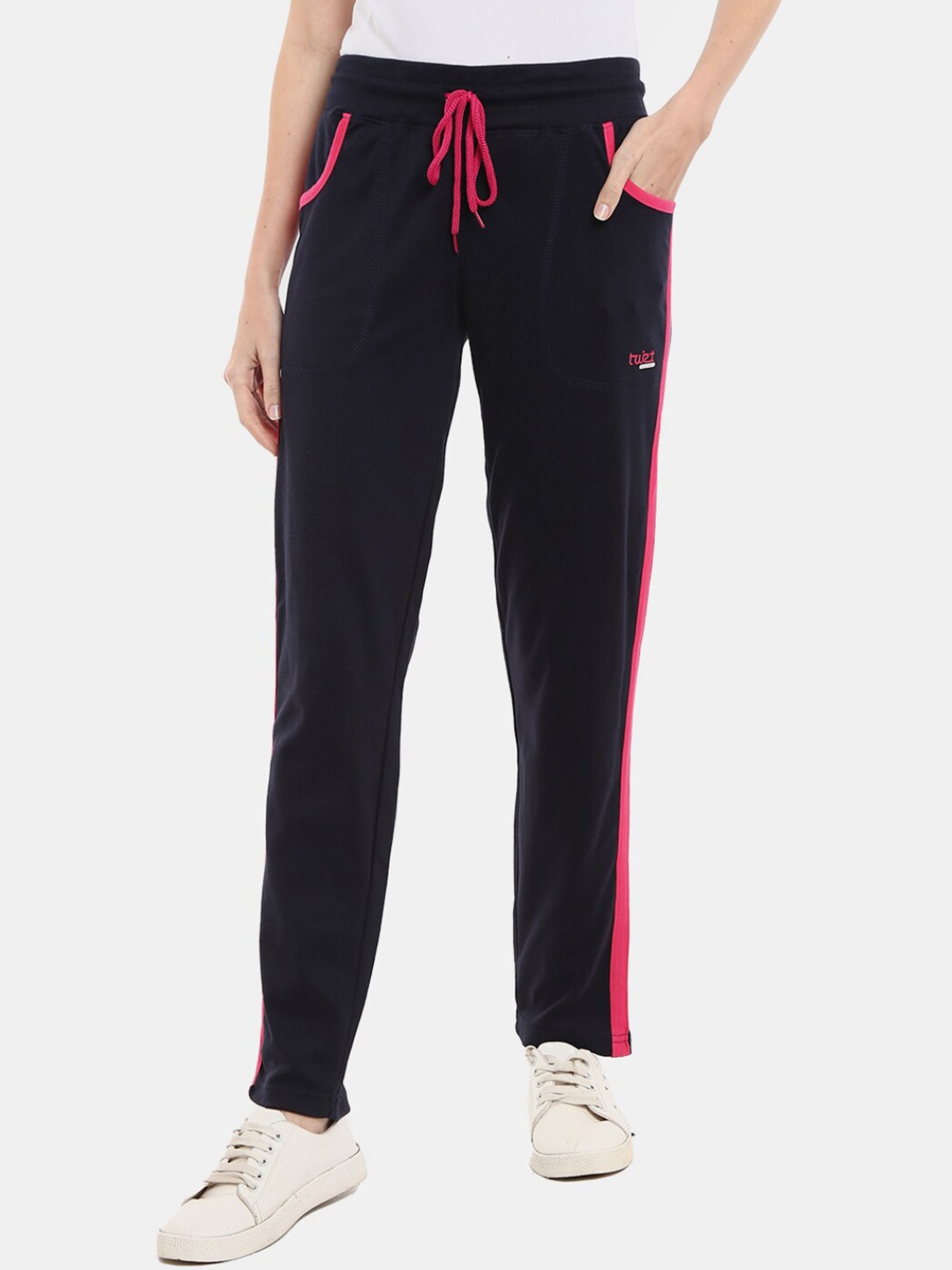 

V-Mart Women Side Striped Detail Track Pants, Navy blue