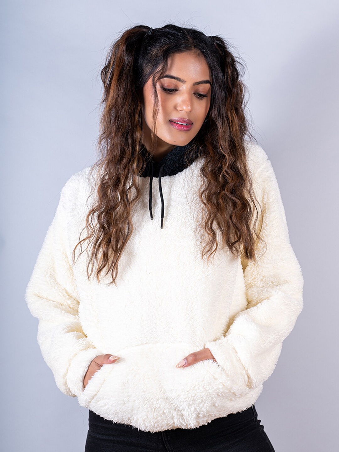 

Tistabene Women Hooded Fleece Sweatshirt, Off white