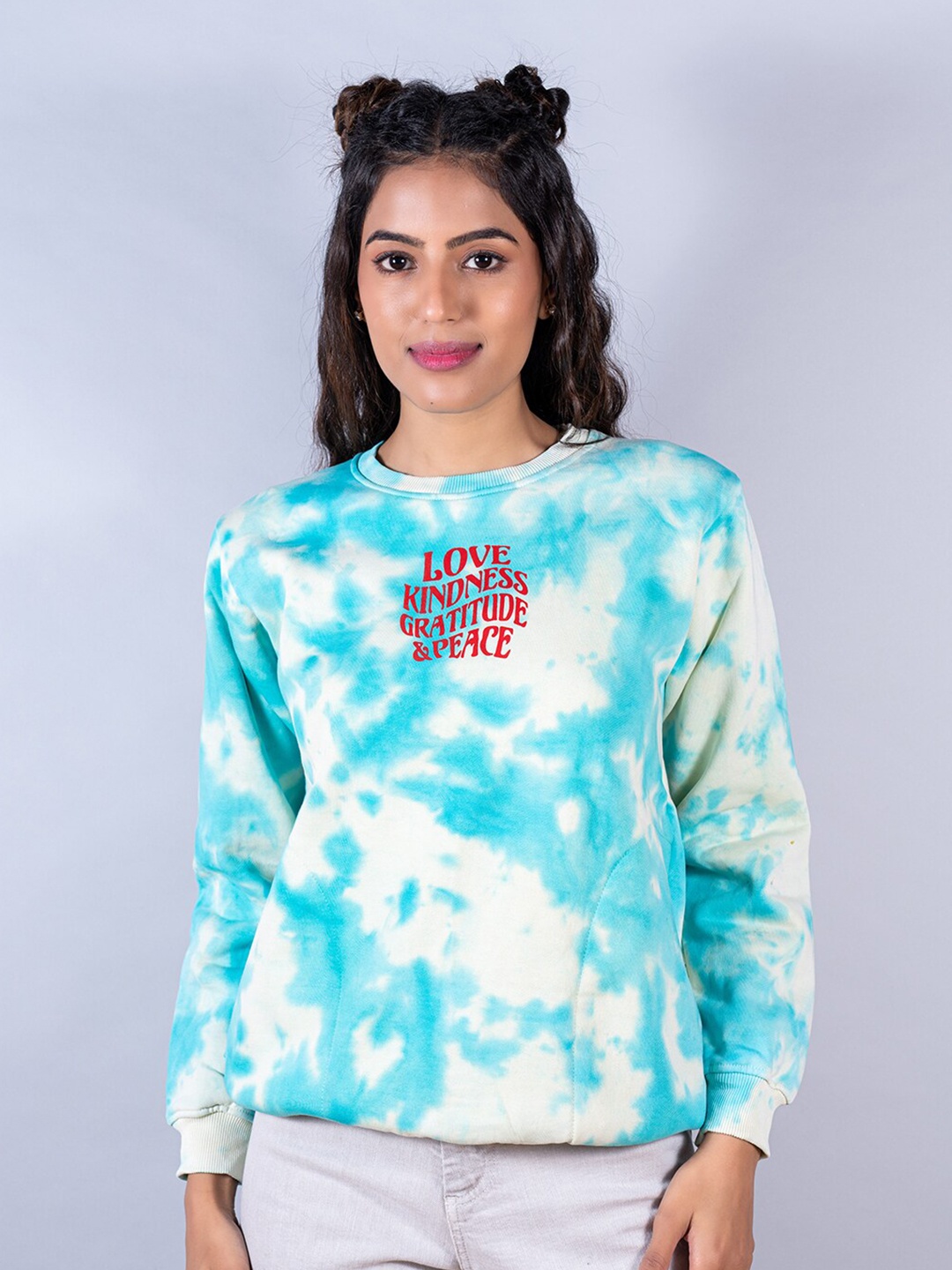 

Tistabene Women Printed Cotton Sweatshirt, Blue