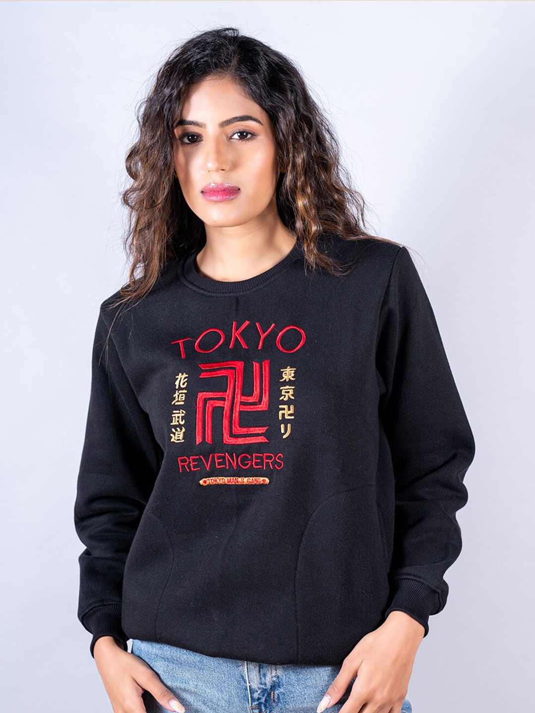 

Tistabene Women Cotton Printed Sweatshirt, Black