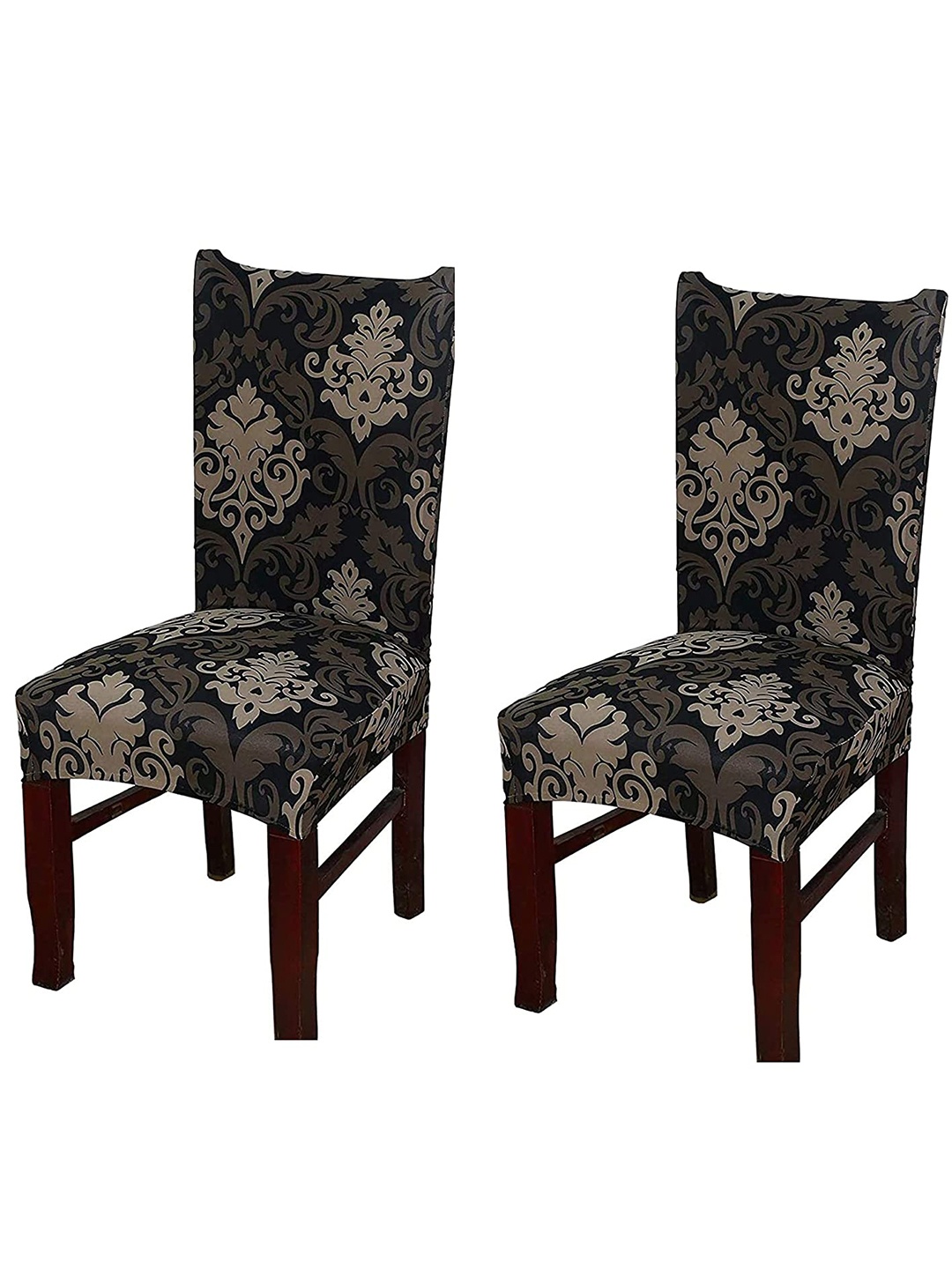 

HOUSE OF QUIRK Black & Beige Set Of 2 Printed Chair Covers