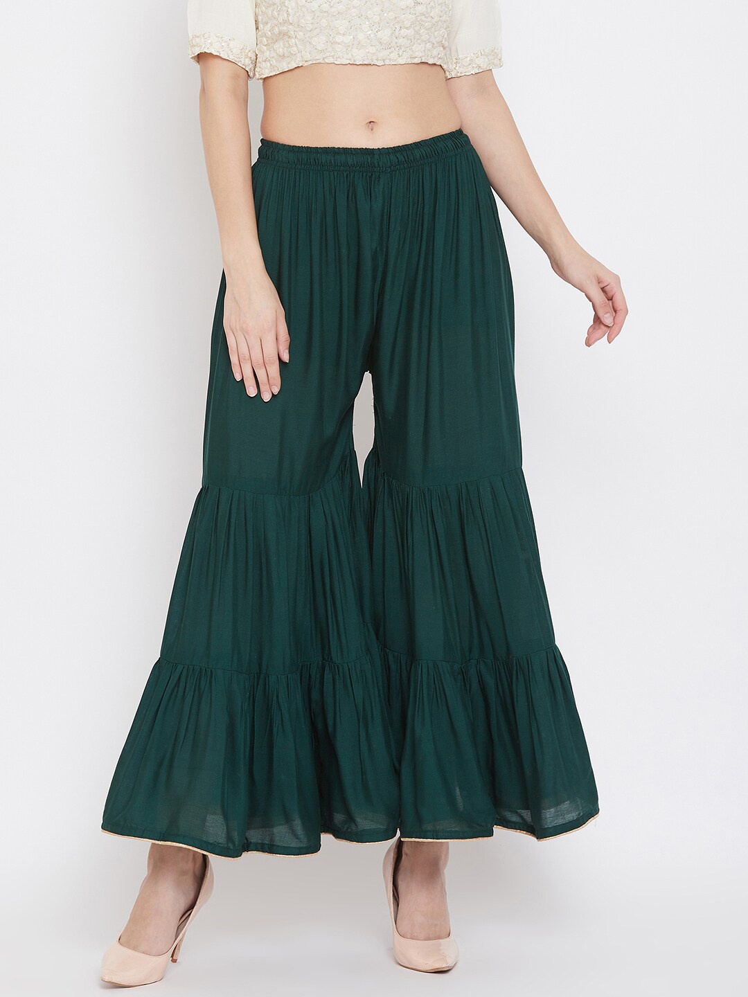 

Clora Creation Women Flared Palazzos, Teal